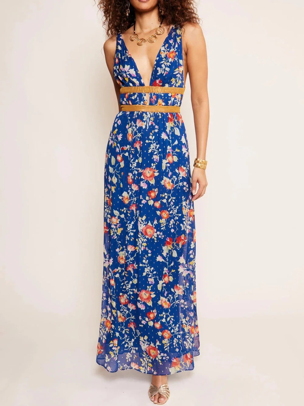 Blue Floral Maxi Dress